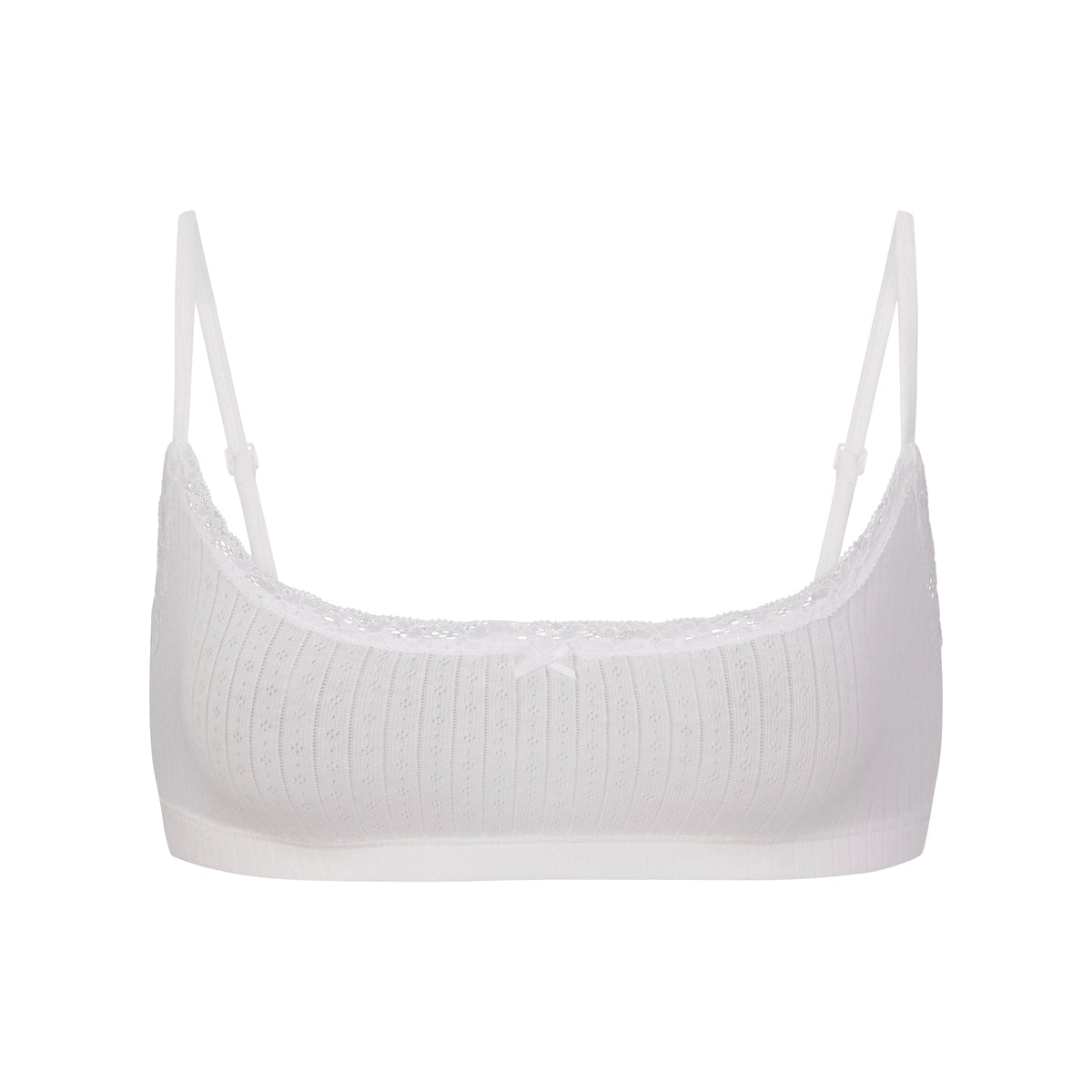 LIGHTWEIGHT COTTON POINTELLE SCOOP BRALETTE | SNOW