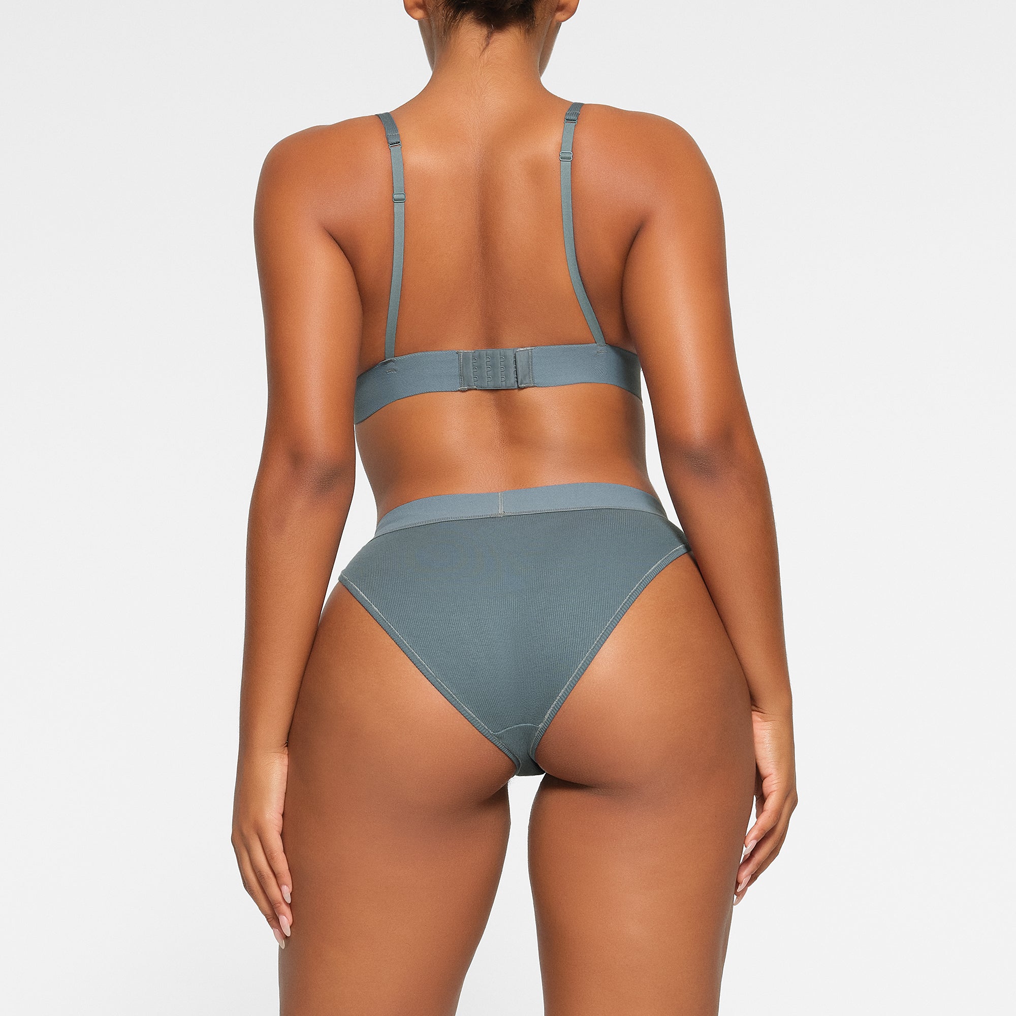 COTTON RIB PLUNGE BRALETTE | KYANITE