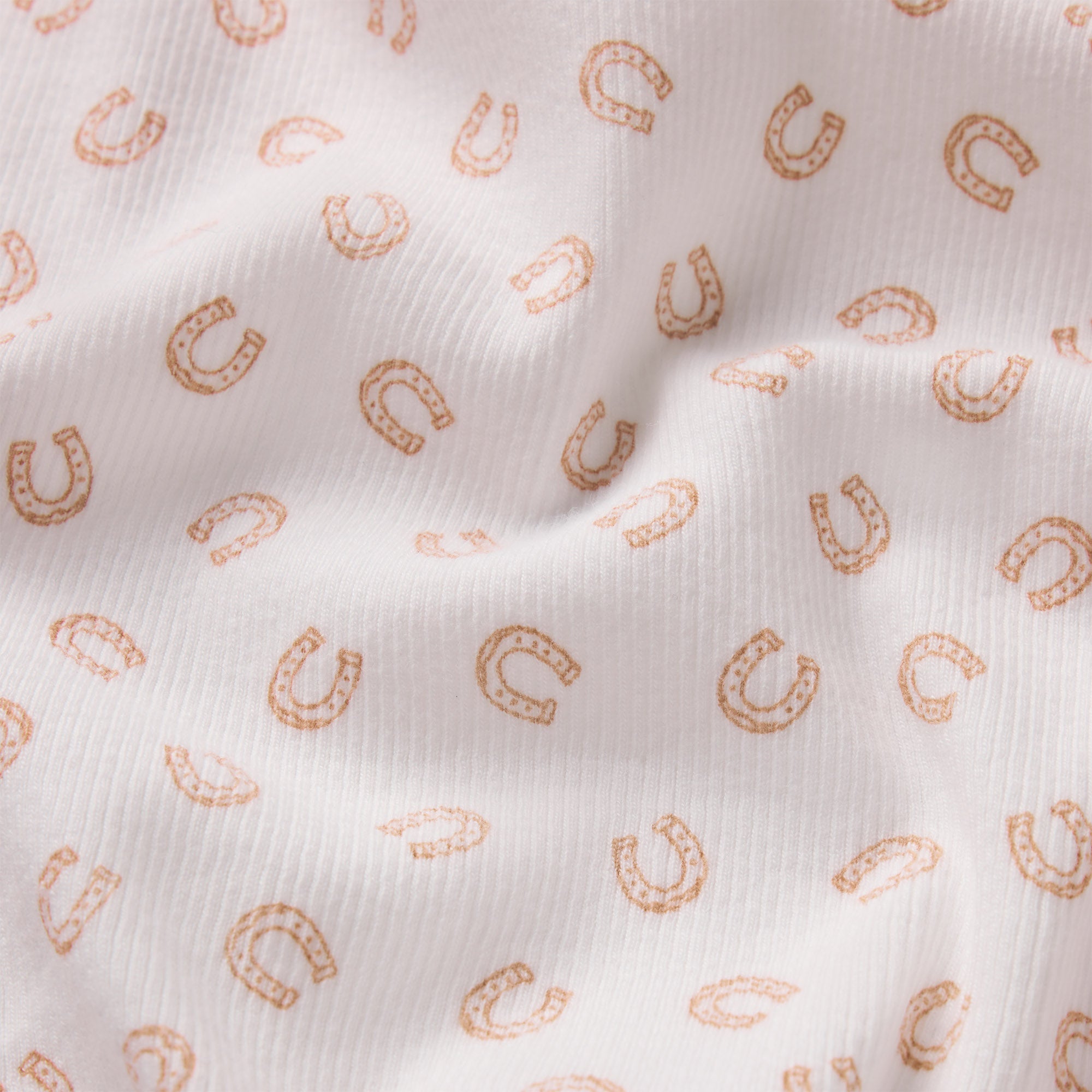 COTTON RIB T-SHIRT | OCHRE HORSESHOE PRINT