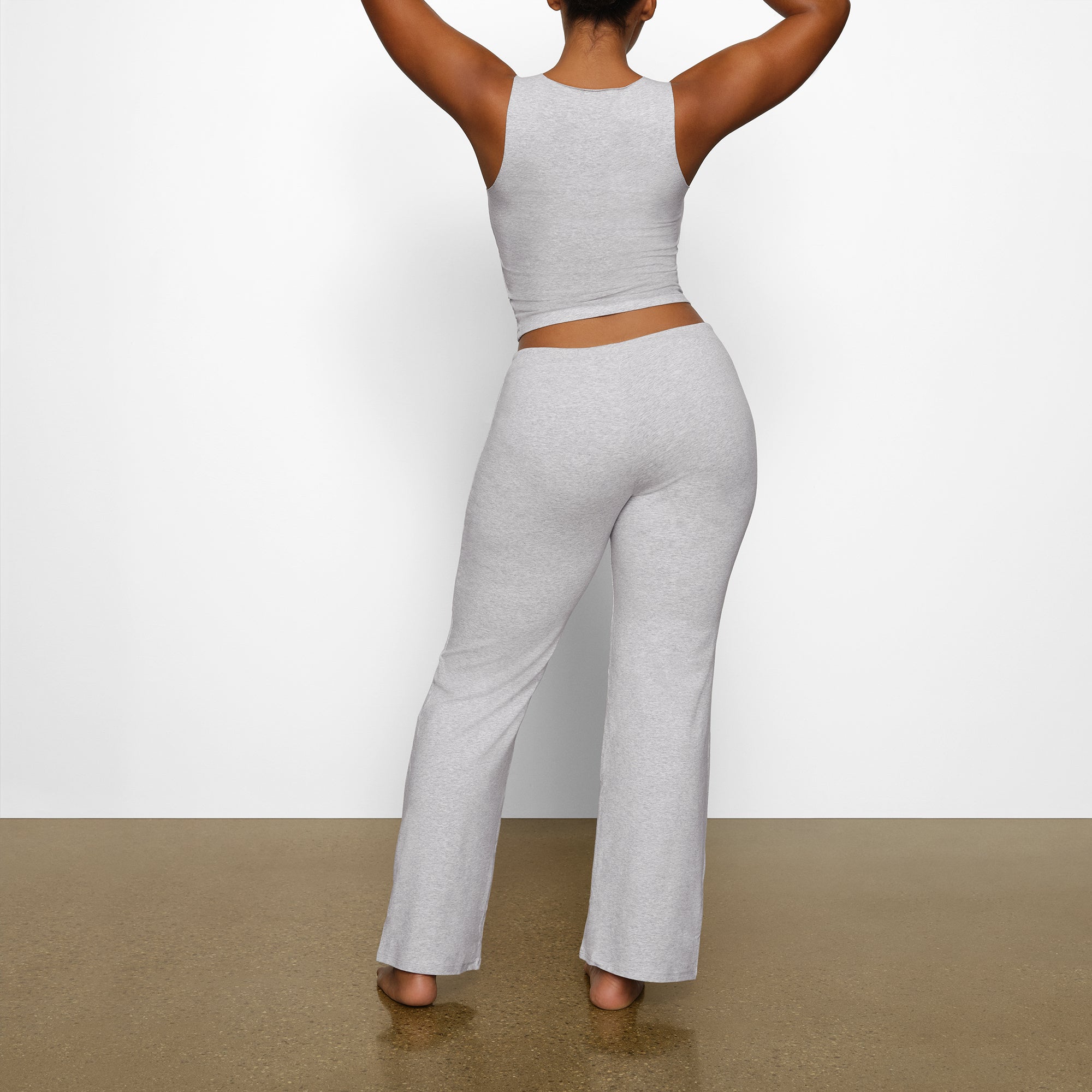 COTTON JERSEY STRAIGHT LEG PANT | LIGHT HEATHER GREY