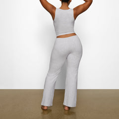 COTTON JERSEY STRAIGHT LEG PANT | LIGHT HEATHER GREY