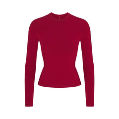 COTTON JERSEY LONG SLEEVE T-SHIRT | BRICK