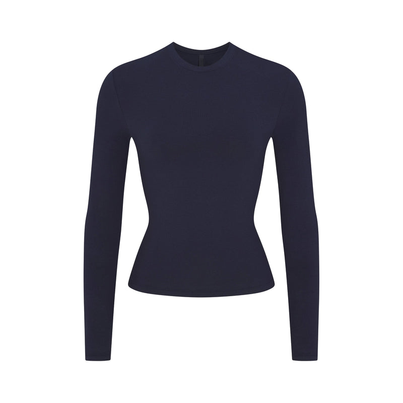 COTTON JERSEY LONG SLEEVE T-SHIRT | NAVY
