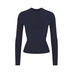 COTTON JERSEY LONG SLEEVE T-SHIRT | NAVY