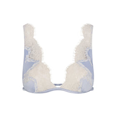 SILK LACE PLUNGE BRALETTE | PERIWINKLE CONTRAST