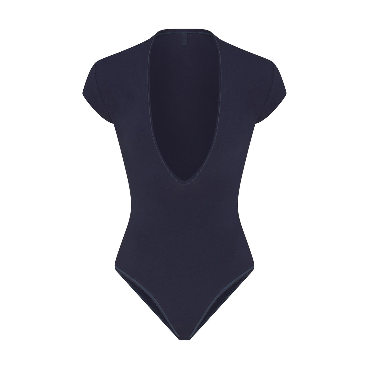 COTTON JERSEY DEEP PLUNGE BODYSUIT | NAVY