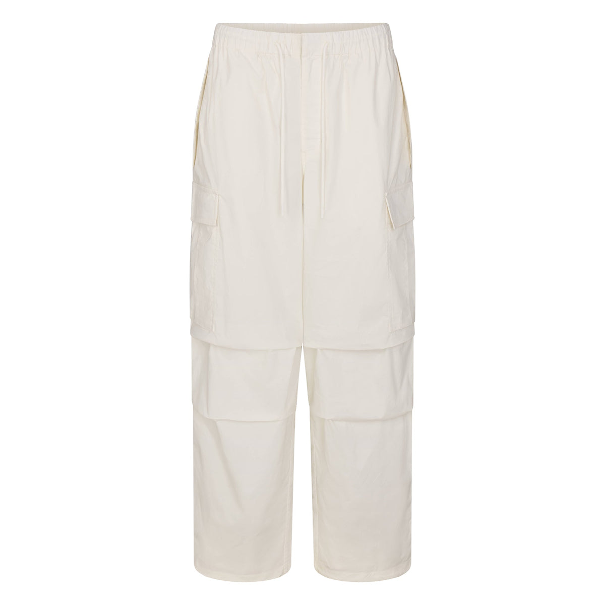 WOVEN COTTON OVERSIZED LOW RISE CARGO PANT | EGRET