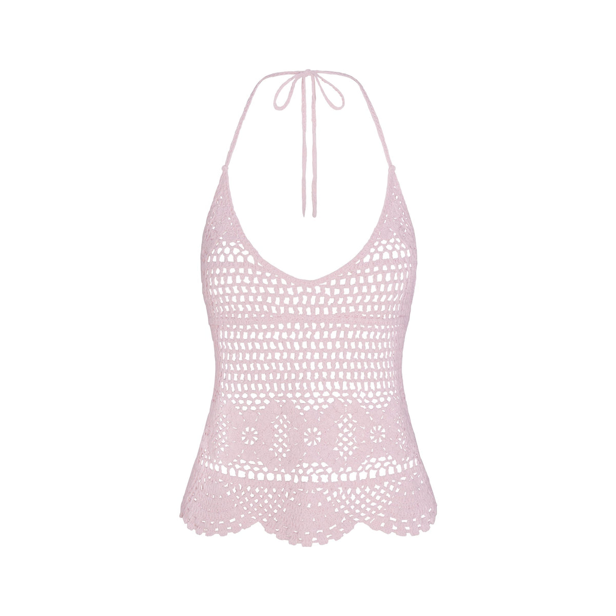 SWIM COVER-UPS CROCHET HALTER CAMI TOP | CHERRY BLOSSOM