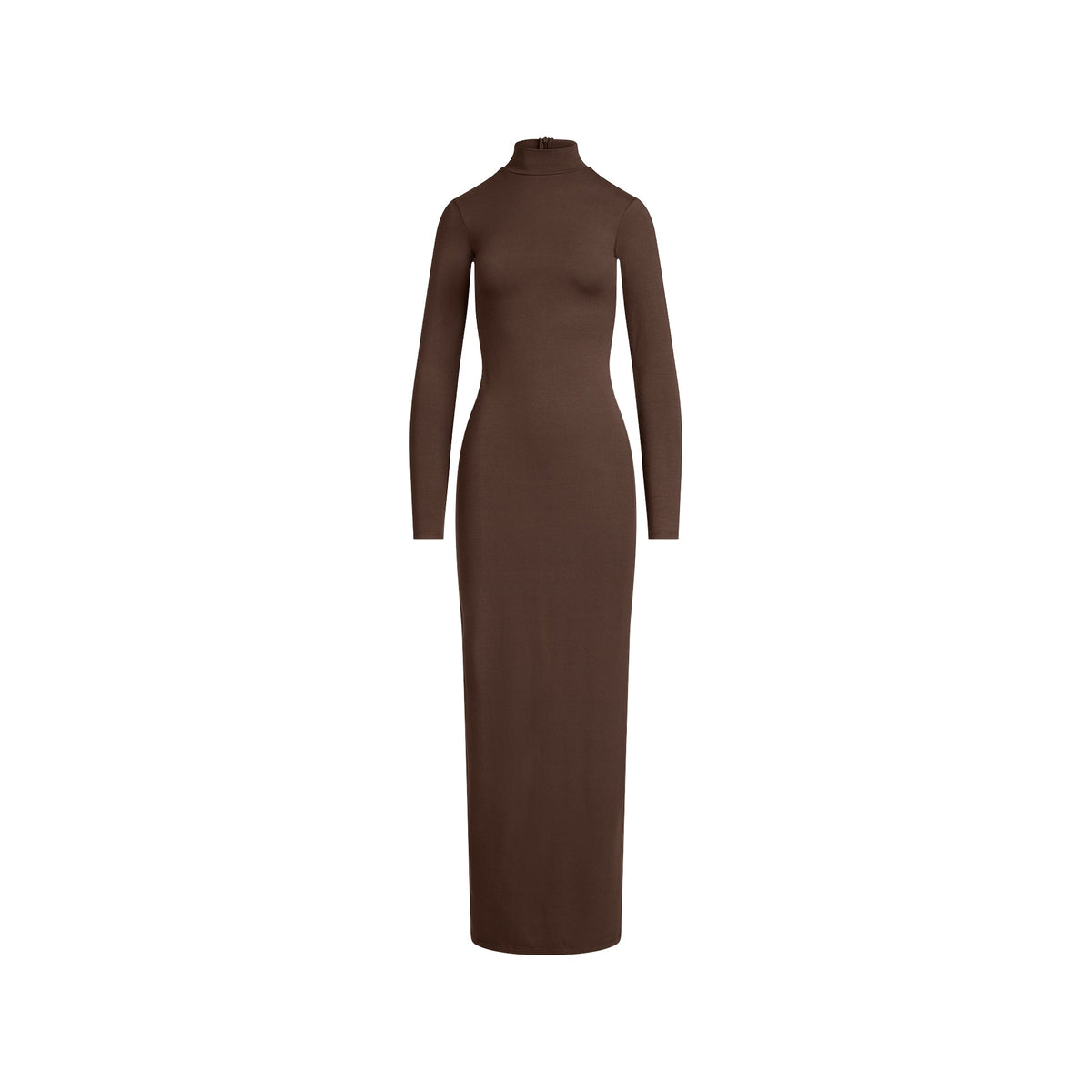 SMOOTH LAYERS TURTLENECK LONG DRESS | ESPRESSO