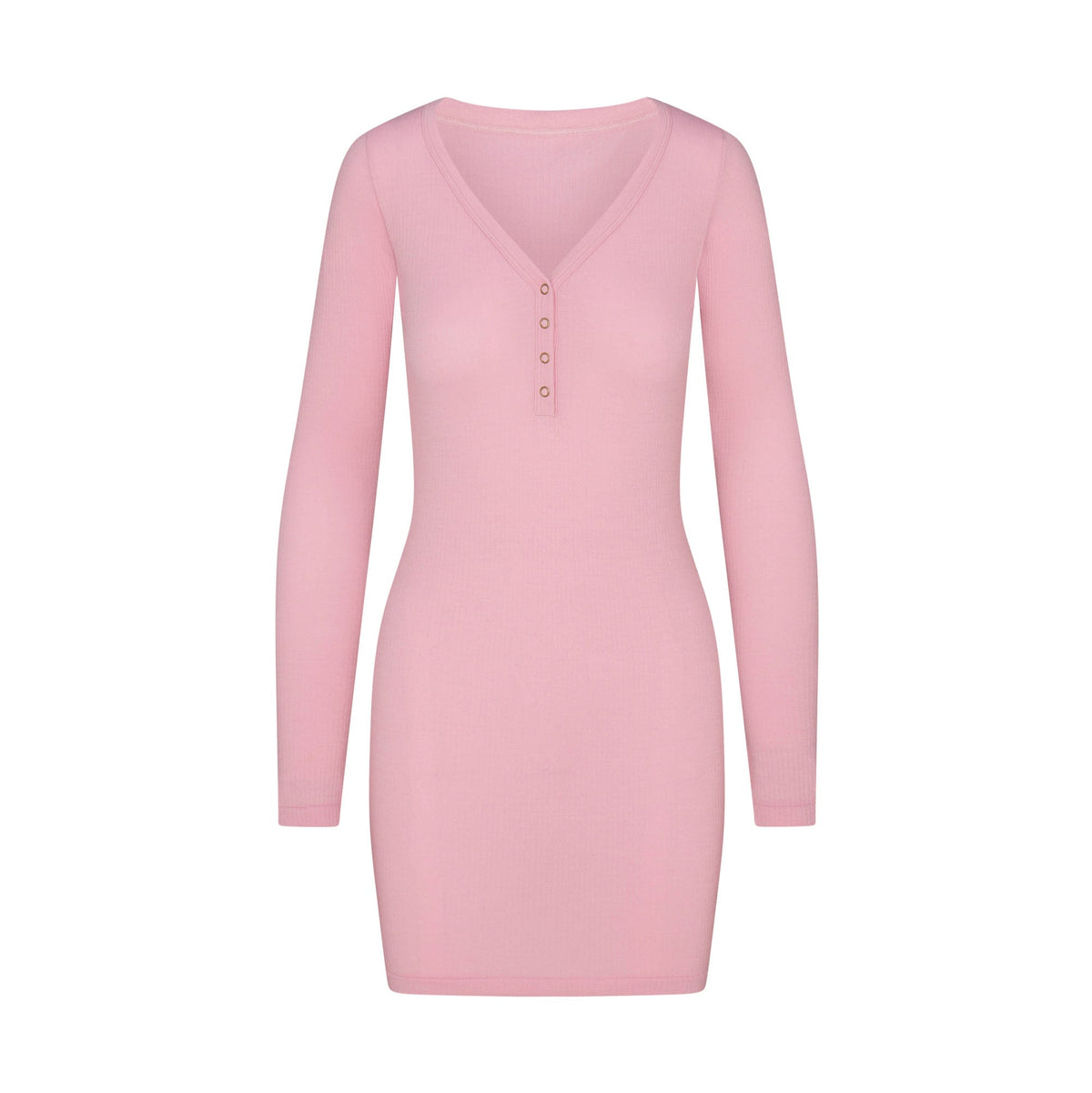 WOOL RIB HENLEY DRESS | HALITE