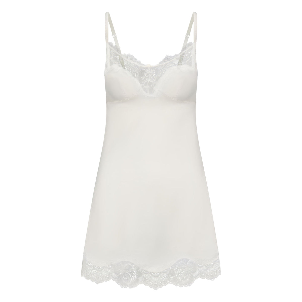 WOVEN SHINE LACE SLIP DRESS | IVORY
