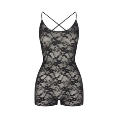 STRETCH LACE LOW BACK ONESIE | SOOT