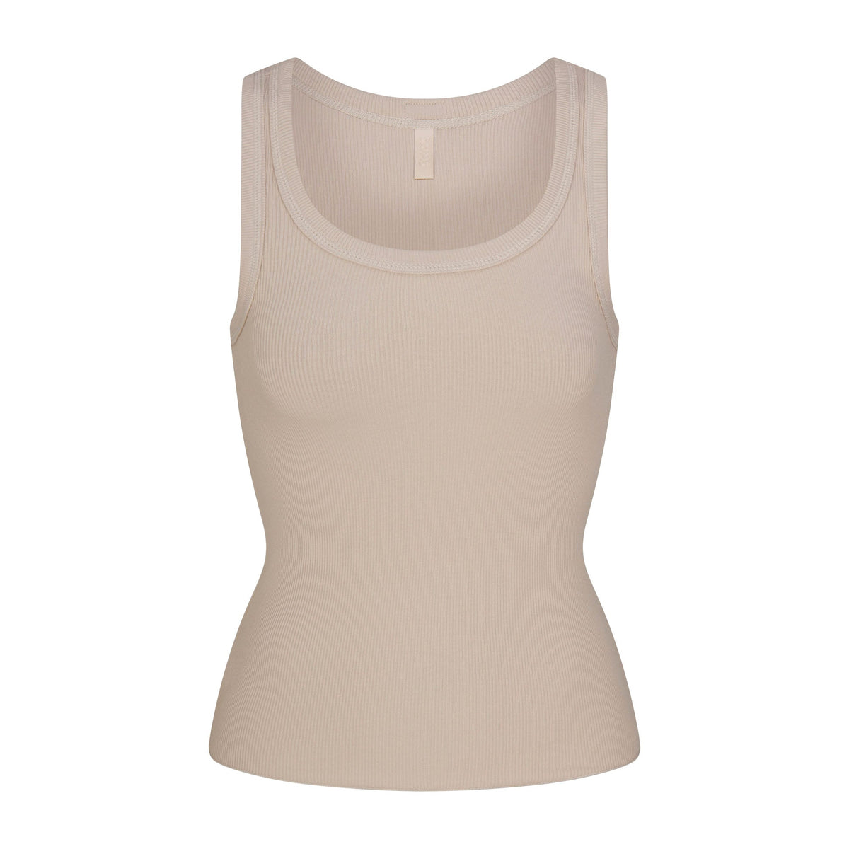 COTTON RIB SCOOP NECK TANK | STONE