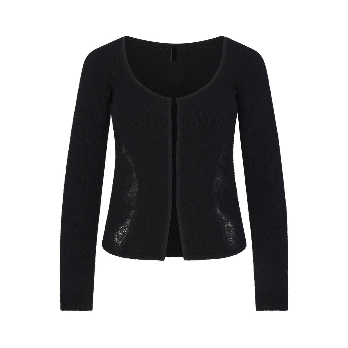 LACE KNIT LONG SLEEVE CARDIGAN | OBSIDIAN