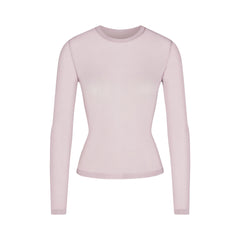 SLINKY KNIT CREW NECK LONG SLEEVE TOP | IRIS MICA