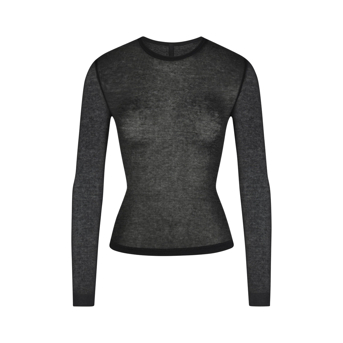 SHEER RIB LONG SLEEVE TOP | SOOT