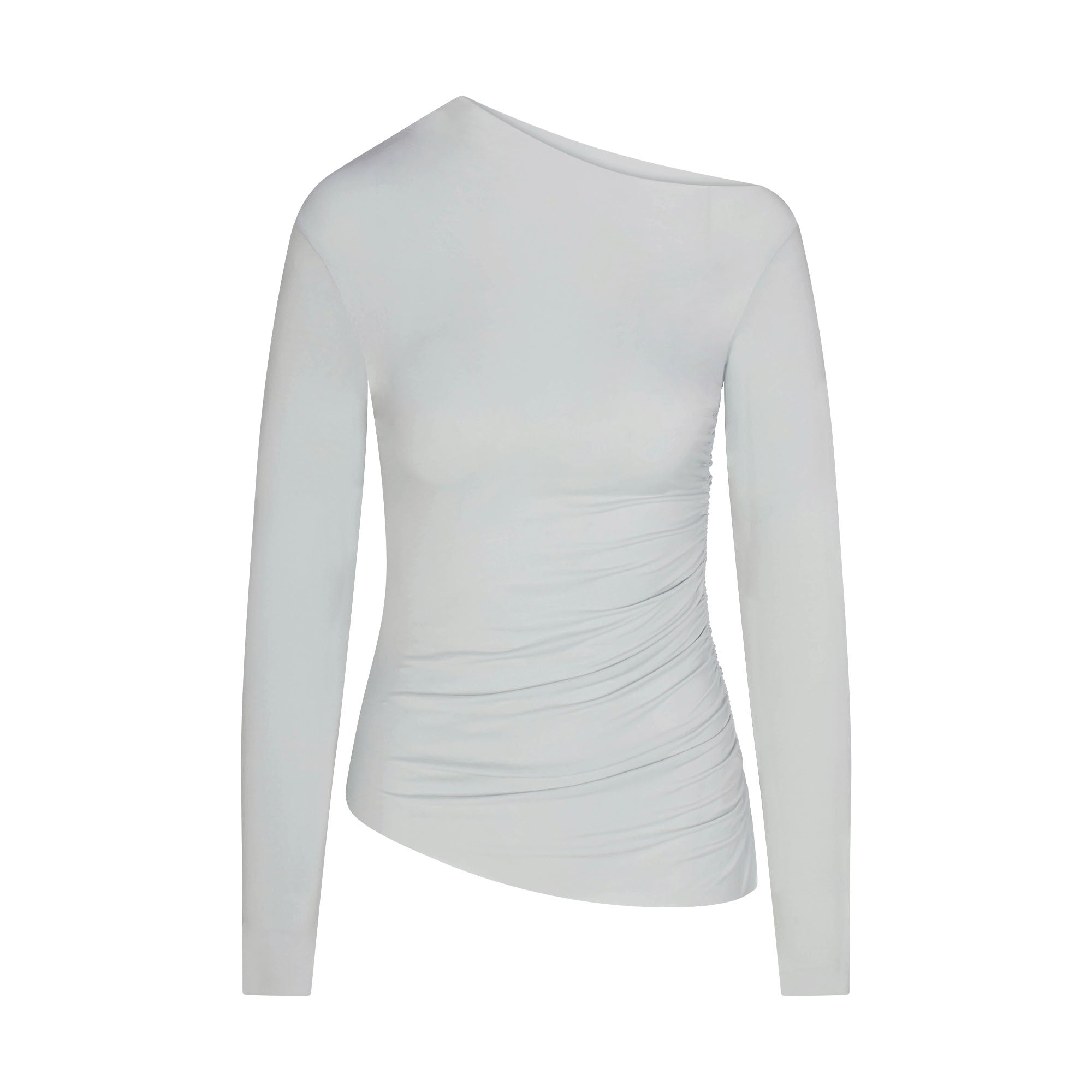 CUPRO JERSEY ASYMMETRICAL TOP | PEARL