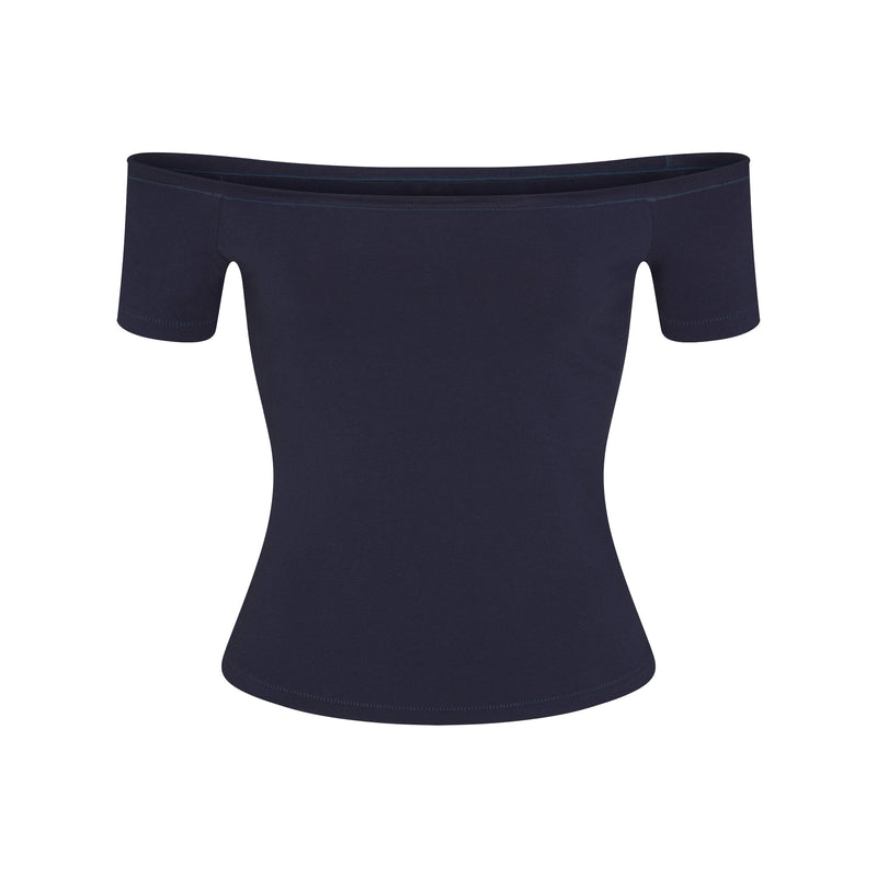 COTTON JERSEY OFF THE SHOULDER TOP | NAVY