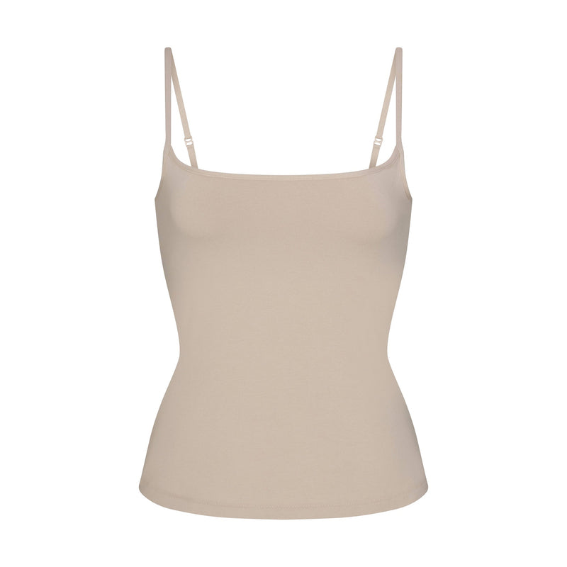 COTTON JERSEY SCOOP NECK CAMI | STONE