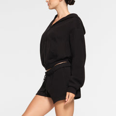 COTTON FLEECE ZIP UP HOODIE | ONYX