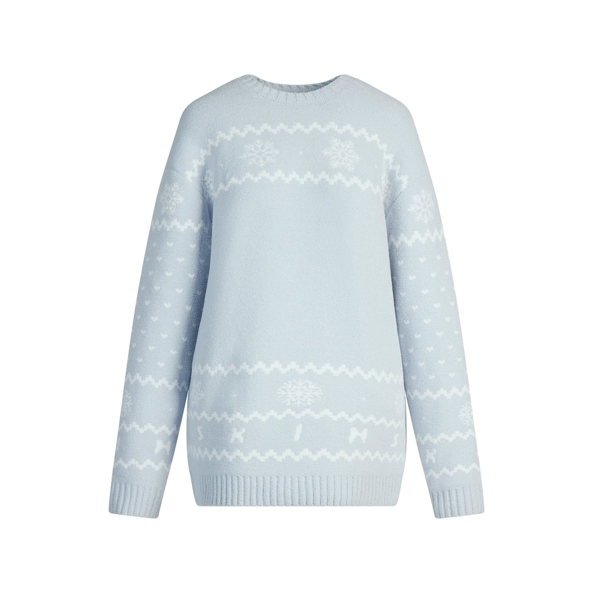 COZY LIGHT CREWNECK PULLOVER | ZEN BLUE HEART FAIR ISLE