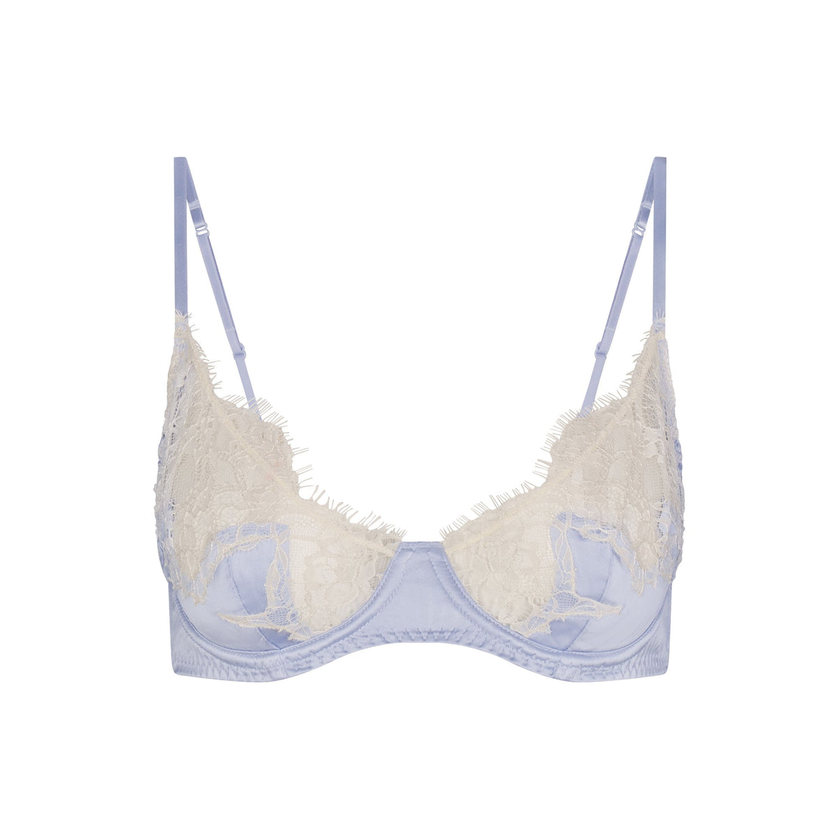 SILK LACE UNLINED DEMI BRA | PERIWINKLE CONTRAST