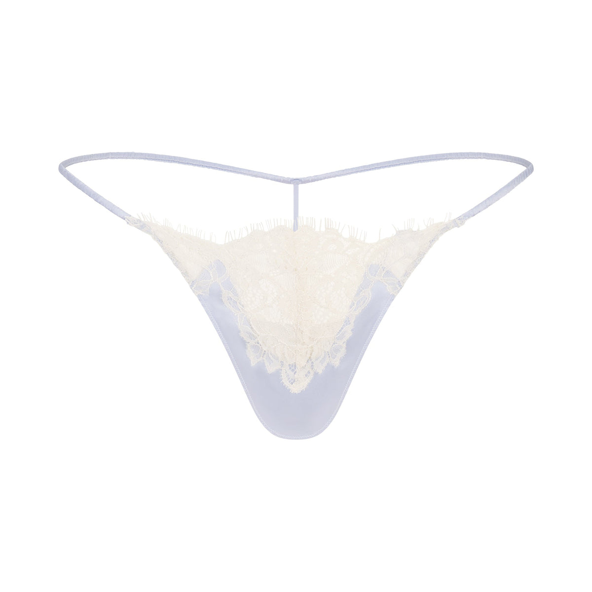 SILK LACE STRING THONG | PERIWINKLE CONTRAST