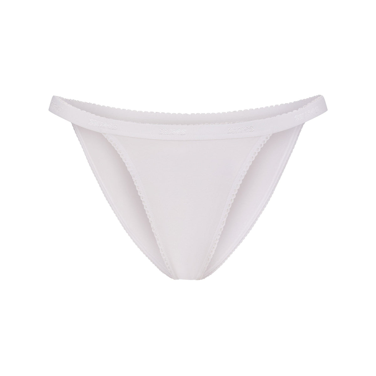 LIGHTWEIGHT COTTON LOGO PICOT STRING BIKINI | SNOW