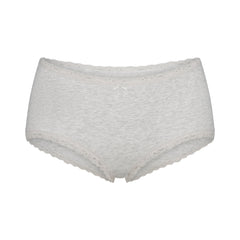 LIGHTWEIGHT COTTON POINTELLE LACE BOY SHORT | LIGHT HEATHER GREY