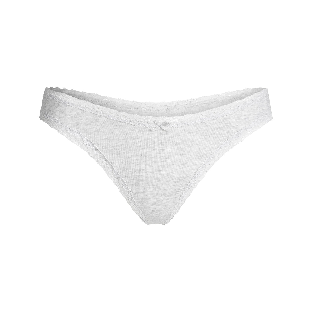 LIGHTWEIGHT COTTON LACE THONG | LIGHT HEATHER GREY
