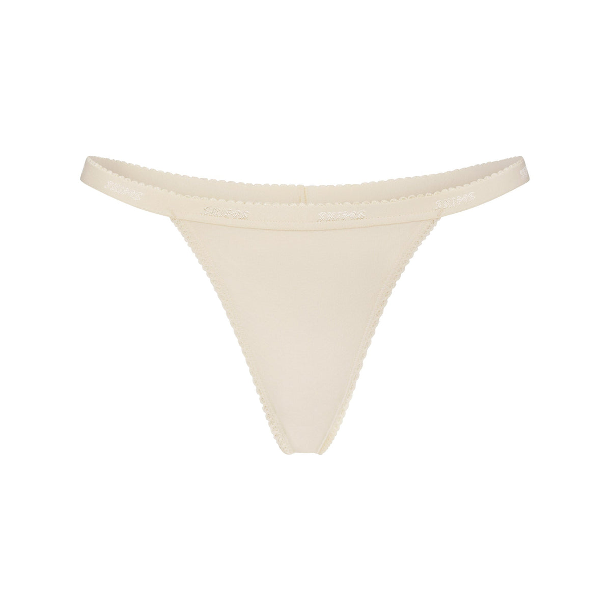 LIGHTWEIGHT COTTON LOGO PICOT THONG | BUTTER TONAL