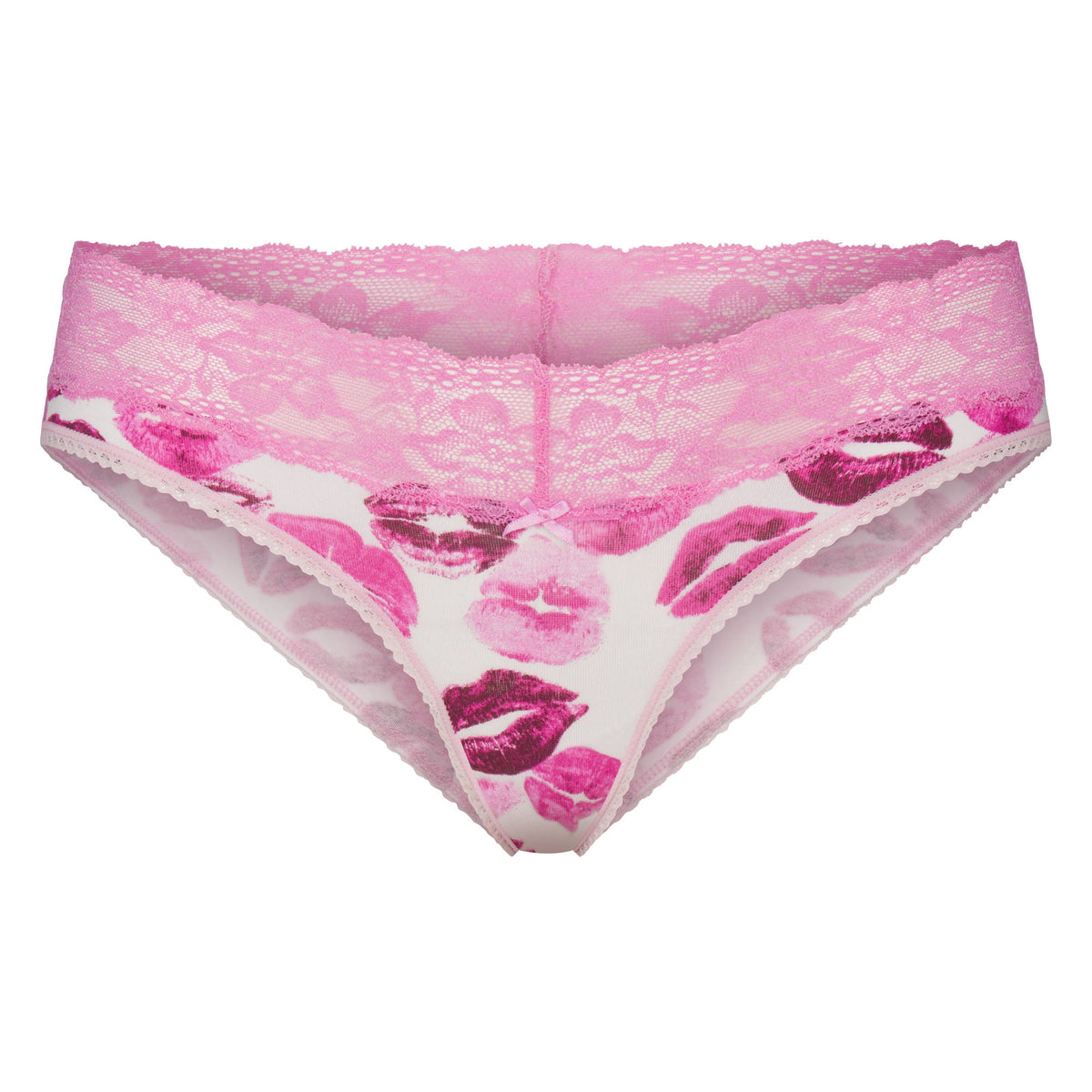 LIGHTWEIGHT COTTON WIDE LACE BRIEF | PINK ALLOVER LIPSTICK