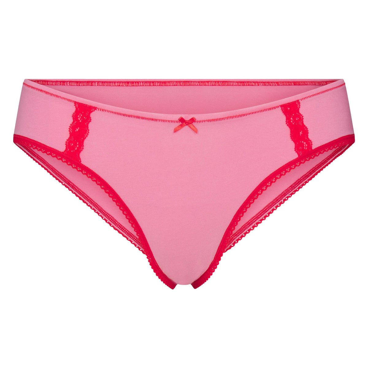 LIGHTWEIGHT COTTON LACE HIPSTER | CARNATION CONTRAST