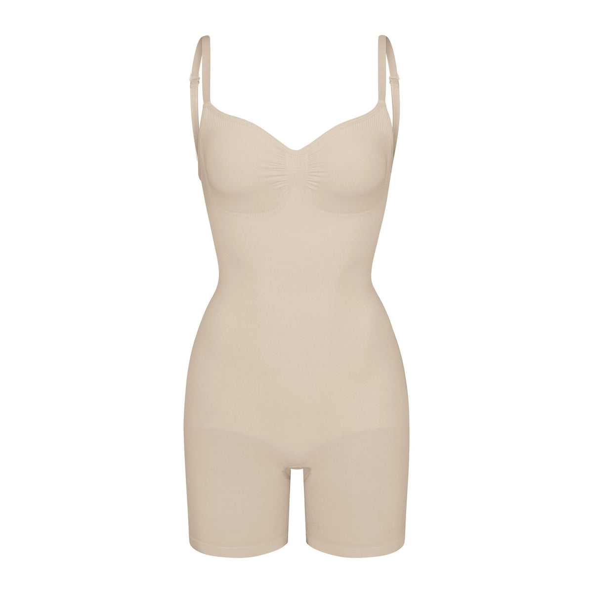 SEAMLESS SCULPT LOW BACK MID THIGH BODYSUIT | SAND