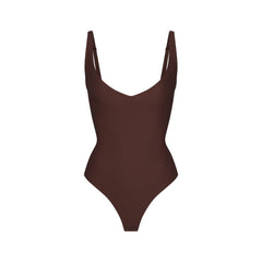 SKIMS BODY CORE SCULPT PLUNGE THONG BODYSUIT | COCOA
