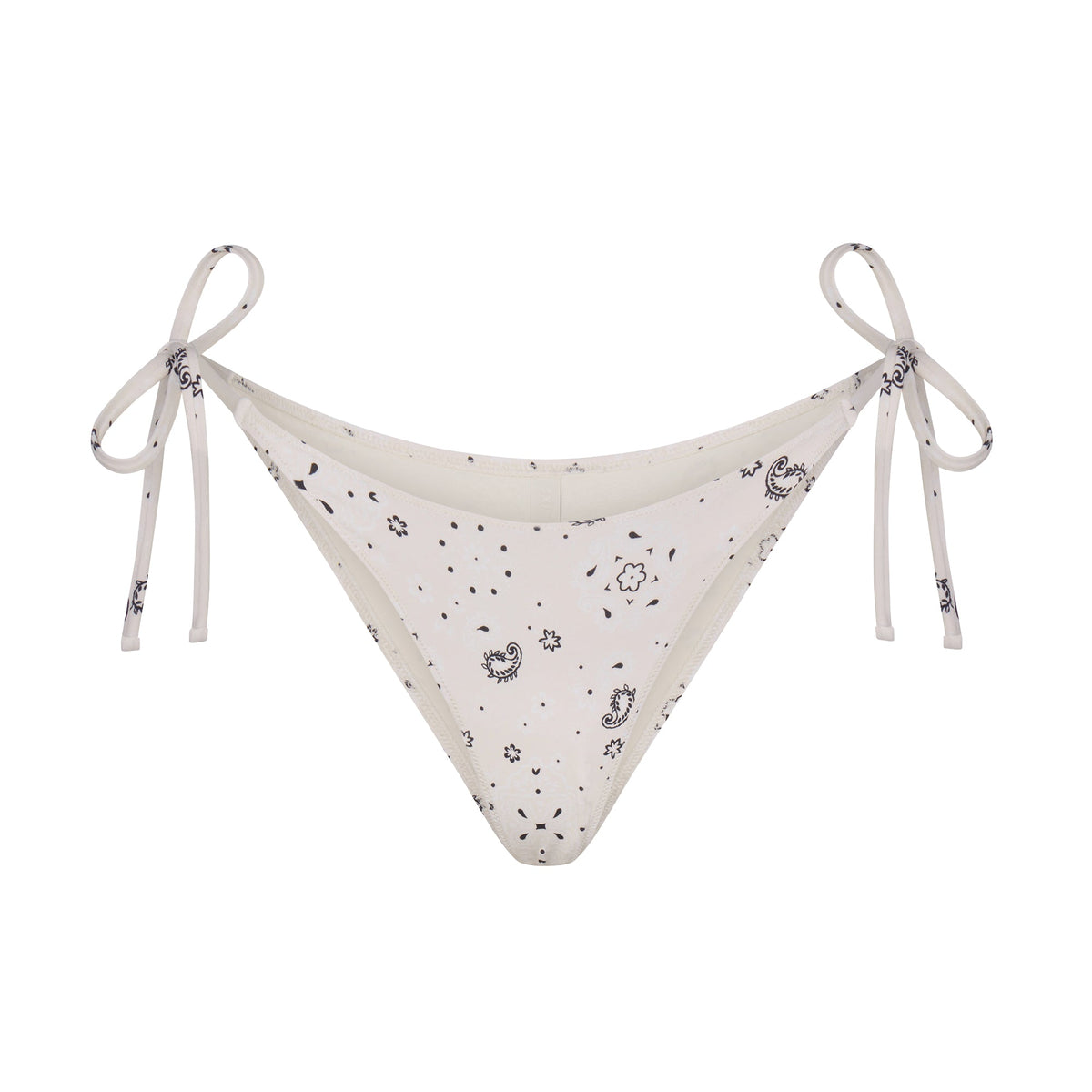 SIGNATURE SWIM DIPPED TIE BIKINI BOTTOM | ECRU BANDANA PRINT