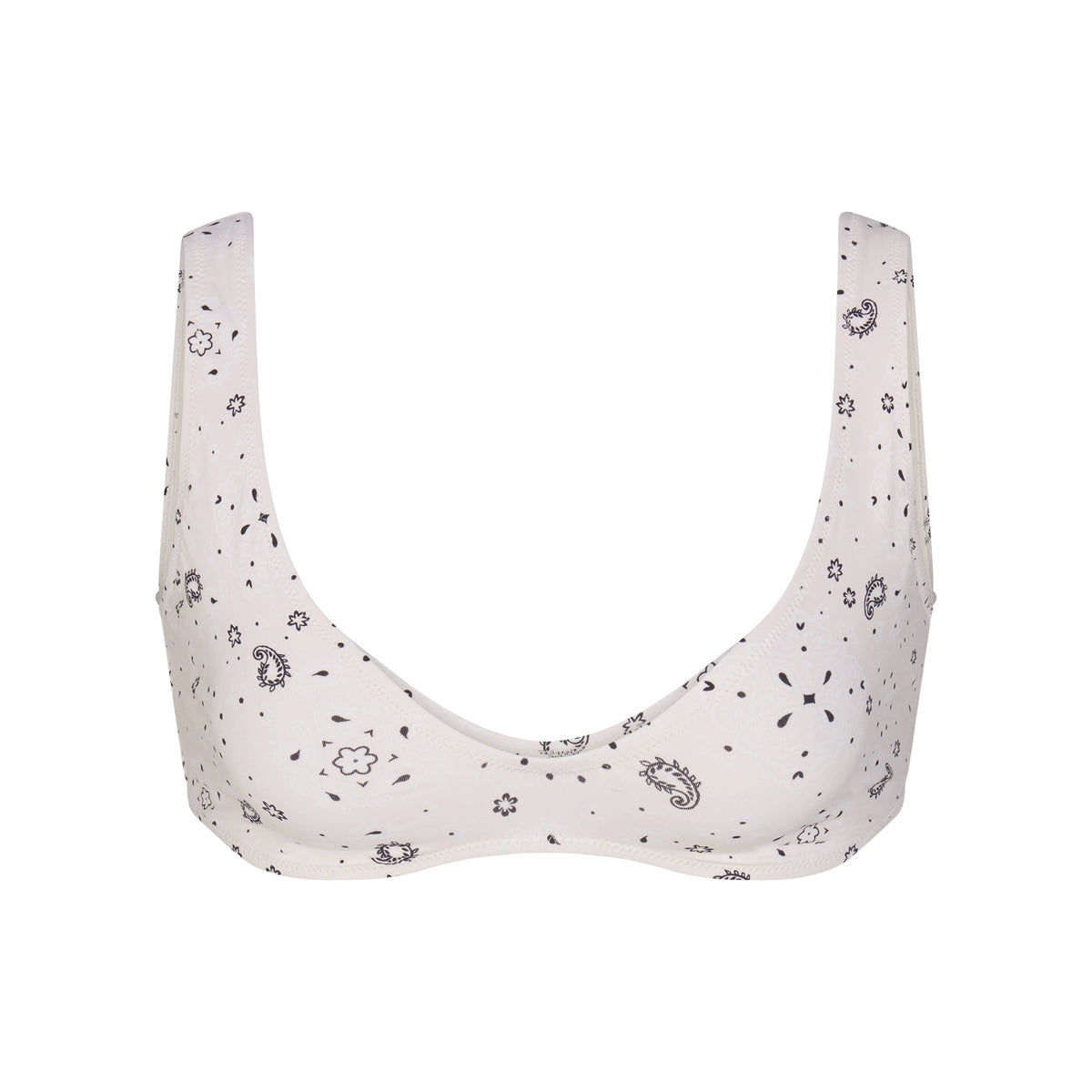 SIGNATURE SWIM PLUNGE BIKINI TOP | ECRU BANDANA PRINT
