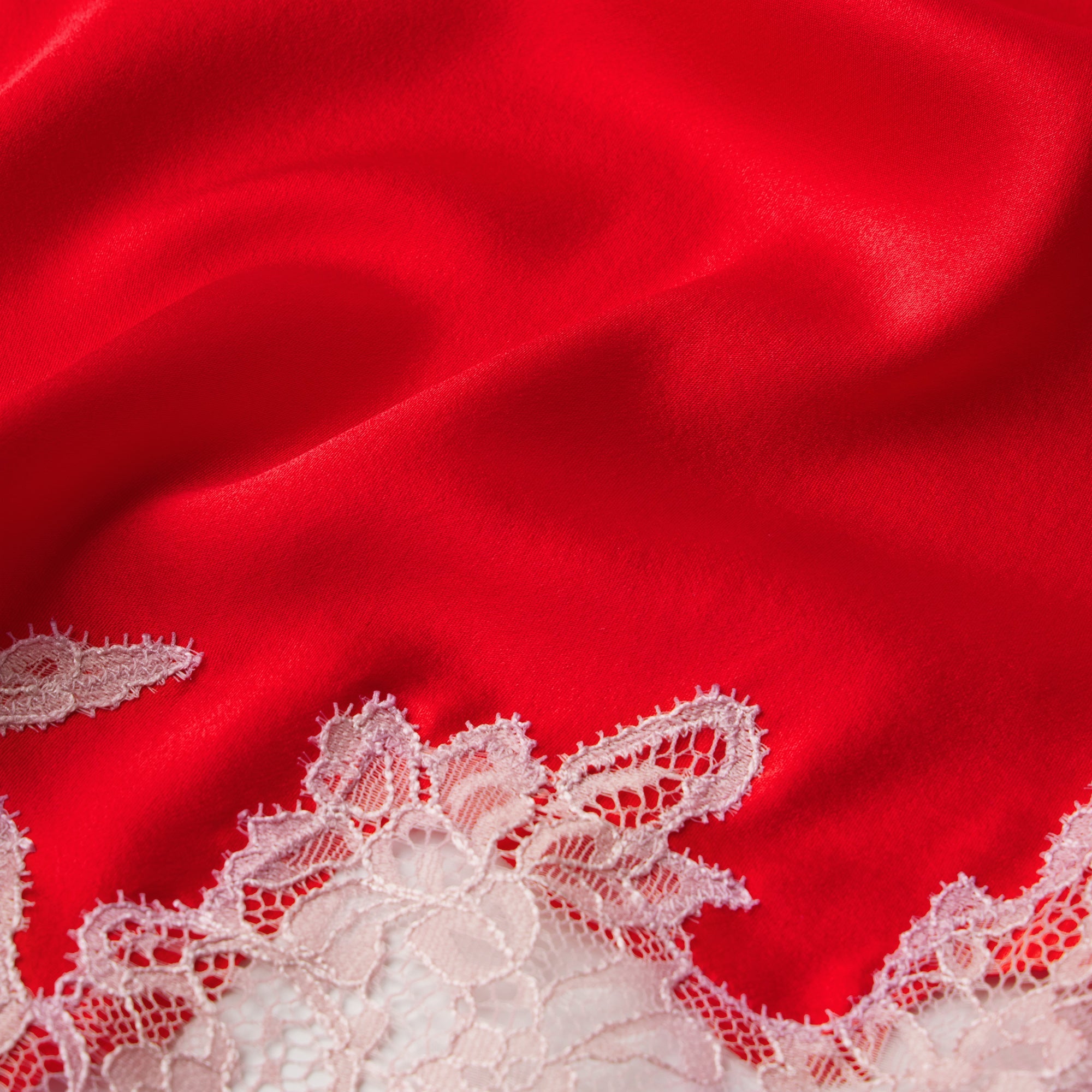 SILK LACE ROBE | RUBY CONTRAST