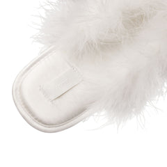 FAUX FEATHER SLIPPER | IVORY