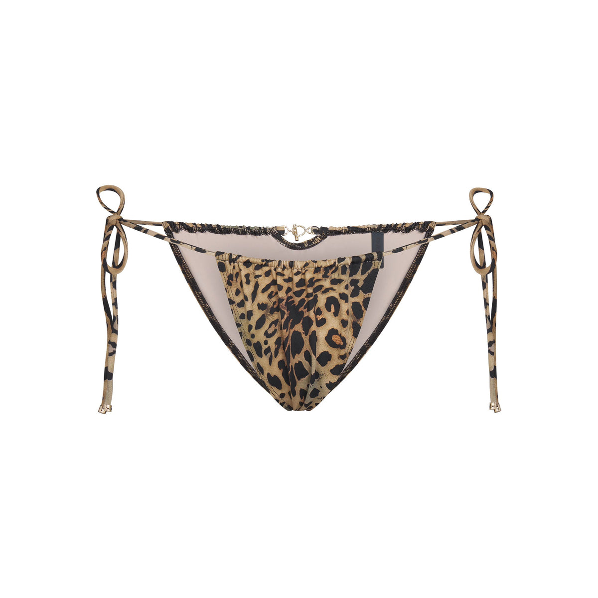 ICONIC SWIM HARDWARE TIE SIDE BIKINI BOTTOM | CHEETAH SKIN PRINT
