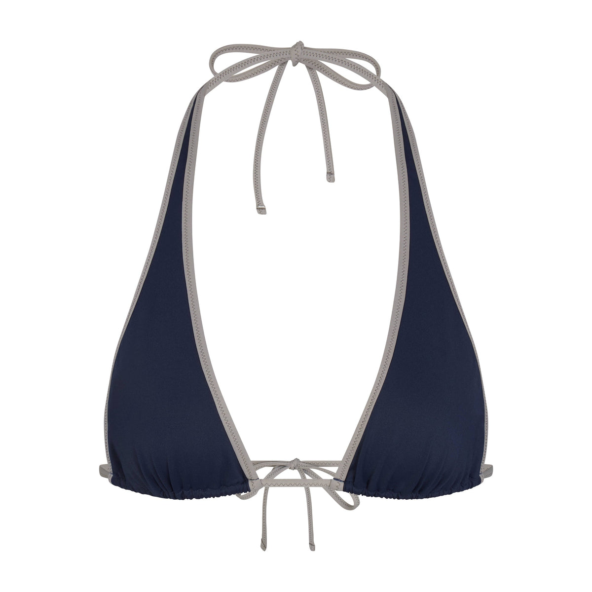 SIGNATURE SWIM HALTER PLUNGE BIKINI TOP | NAVY CONTRAST