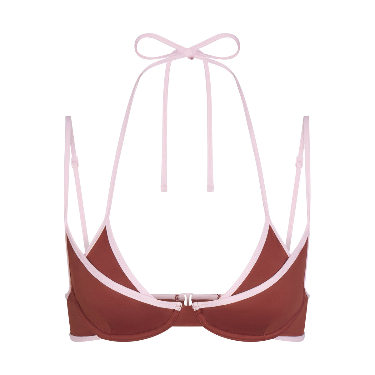SIGNATURE SWIM LAYERED PLUNGE BIKINI TOP | HENNA CONTRAST
