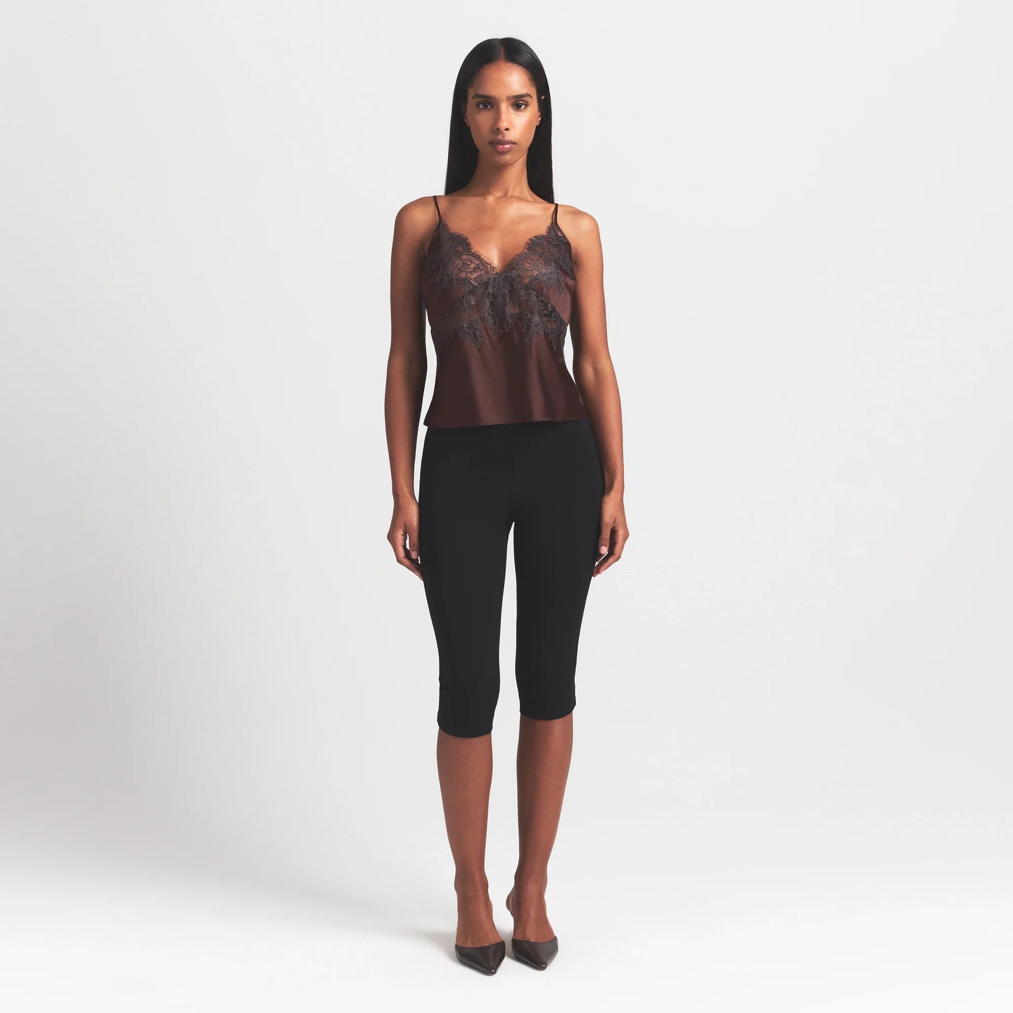 SILK LACE CAMI | ESPRESSO CONTRAST