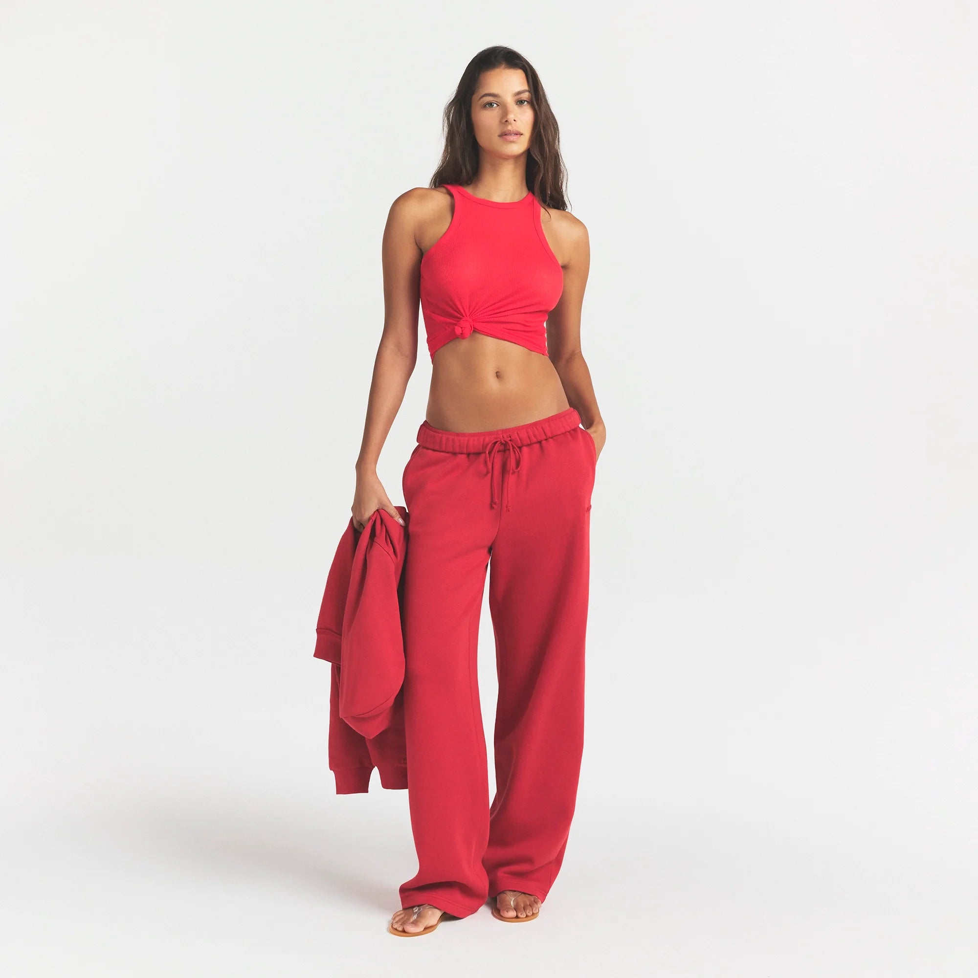 COTTON FLEECE CLASSIC STRAIGHT LEG PANT | WASHED RED