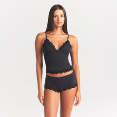 FITS EVERYBODY LACE TRIANGLE CAMI AND BOY SHORT SET | ONYX