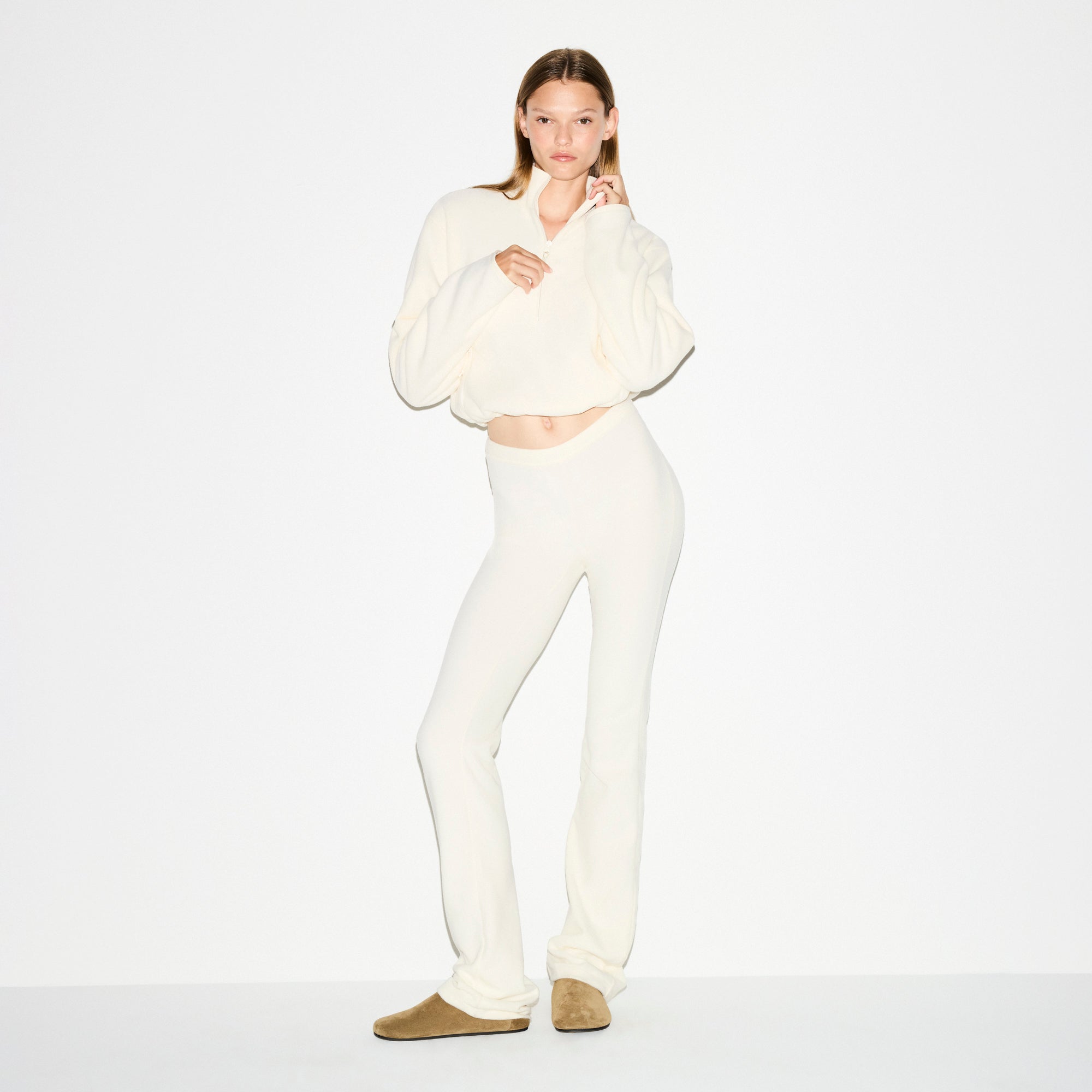 OUTDOOR FLEECE HALF ZIP PULLOVER | ECRU
