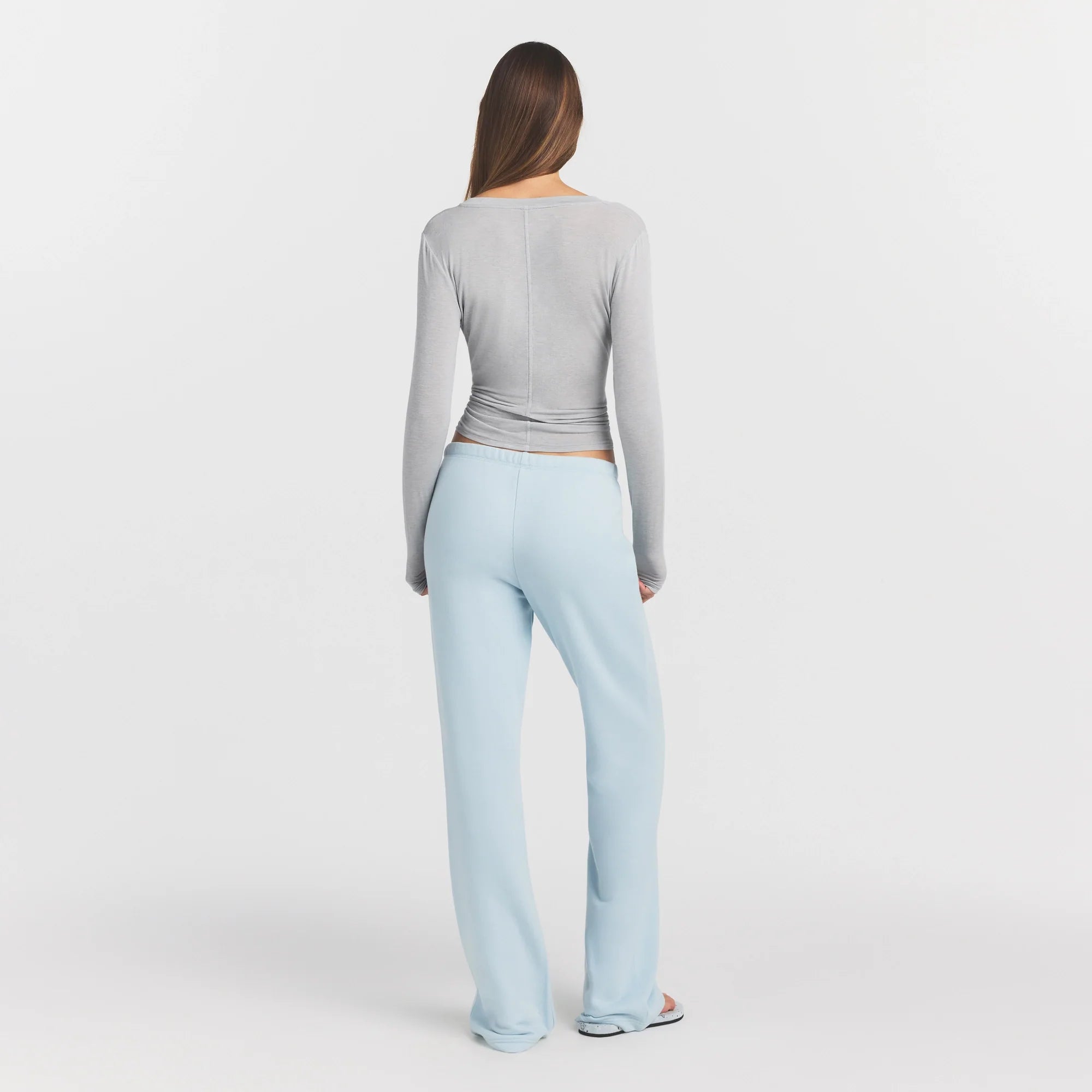 SHEER MODAL CREWNECK HENLEY | HEATHER GREY