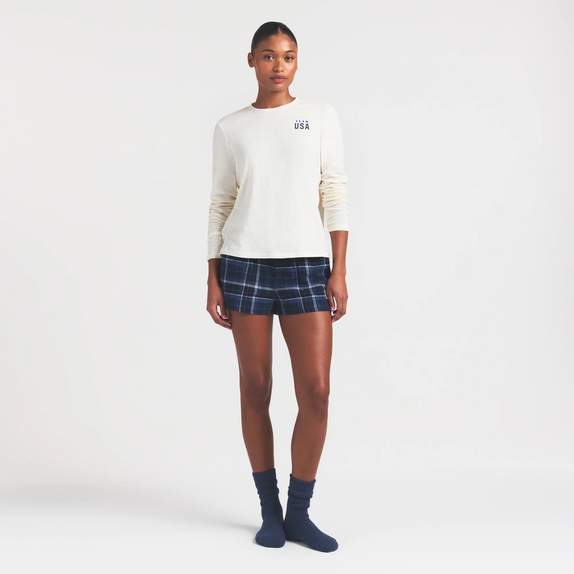 SKIMS FOR TEAM USA WORN IN JERSEY OLYMPIC LONG SLEEVE T-SHIRT | ECRU