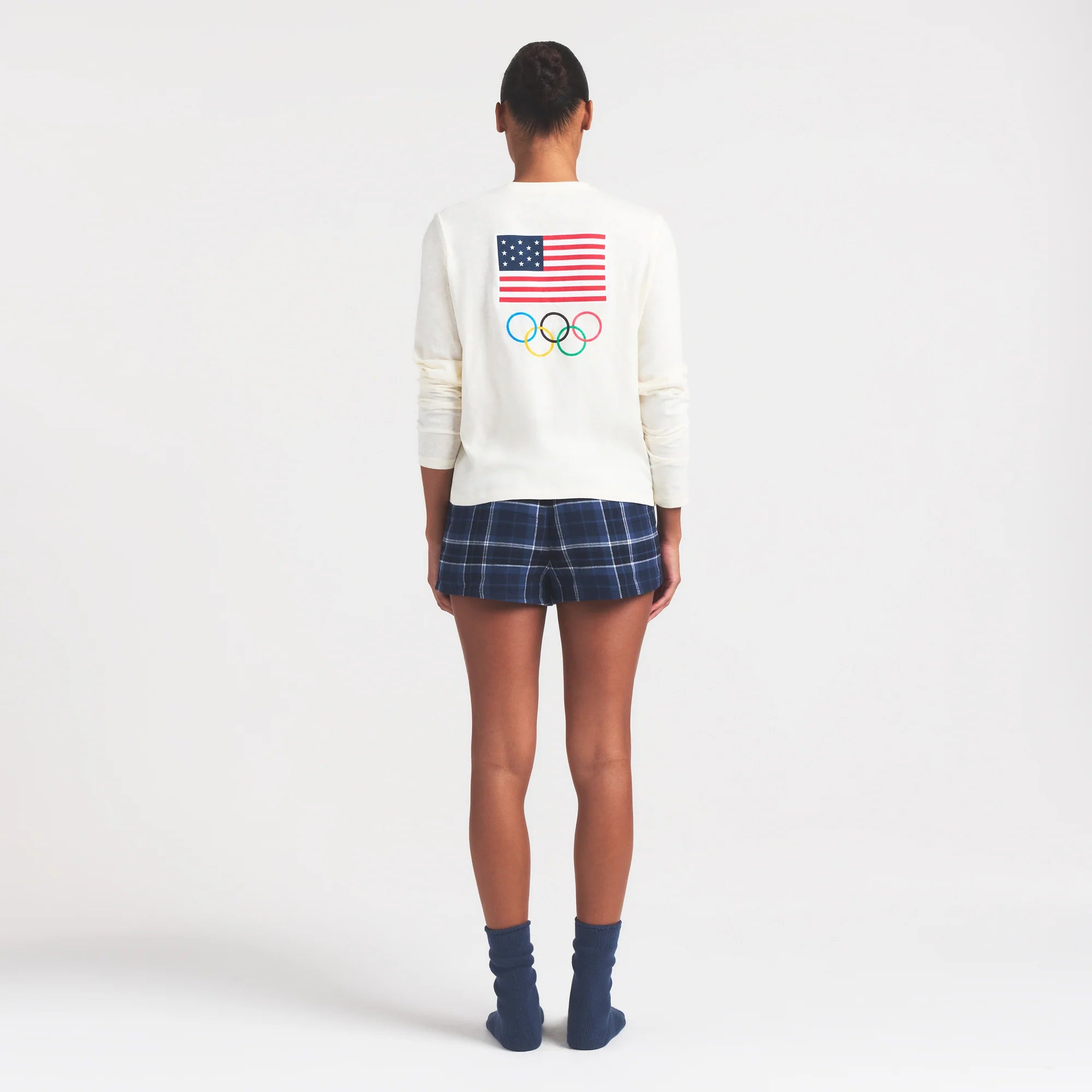 SKIMS FOR TEAM USA WORN IN JERSEY OLYMPIC LONG SLEEVE T-SHIRT | ECRU