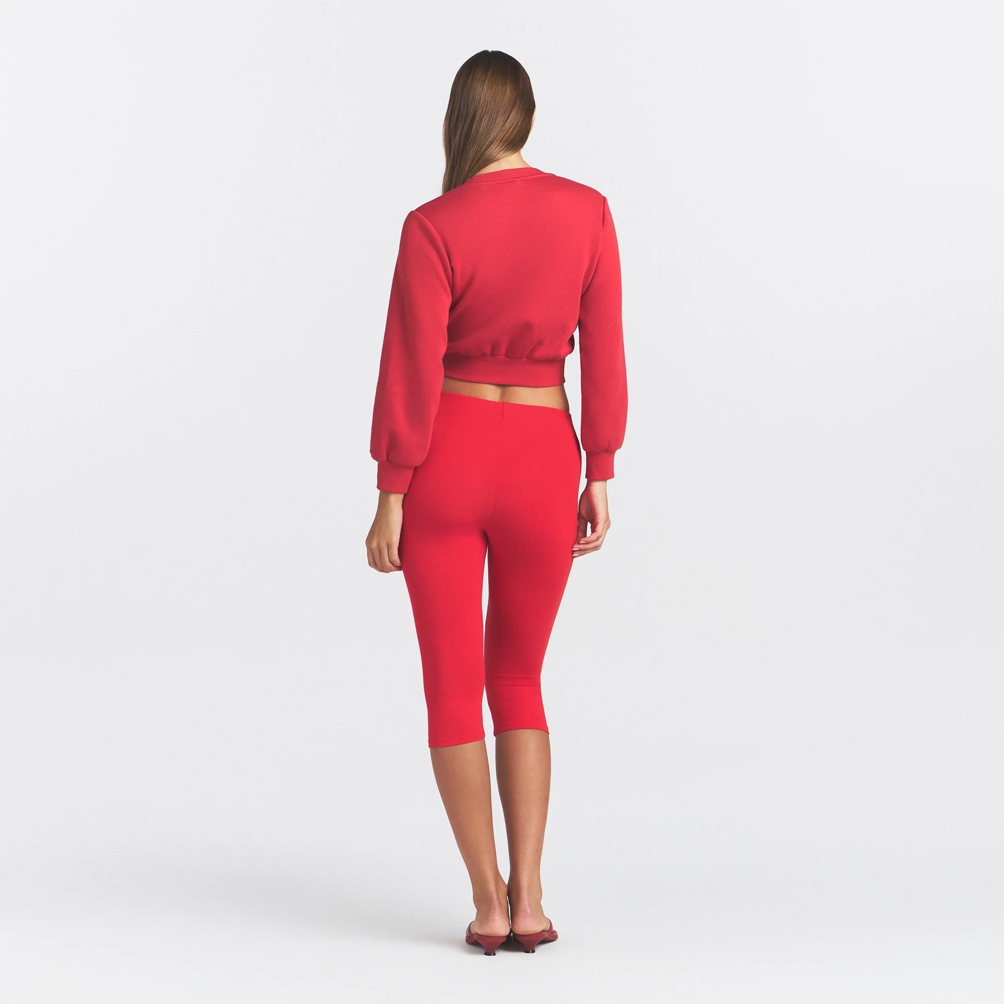 COTTON FLEECE SHRUNKEN CARDIGAN | WASHED RED